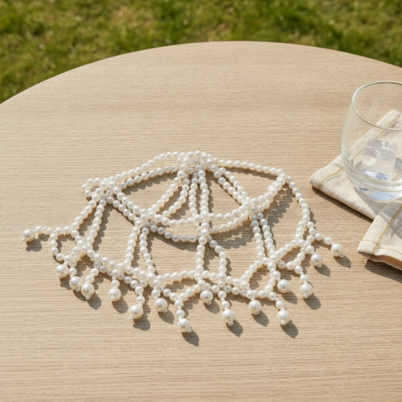 Beaded Headpiece Openwork Mesh Headpiece Beaded Cap Boho Headwear Transparent for Photographers, Photoshoots, Weddings