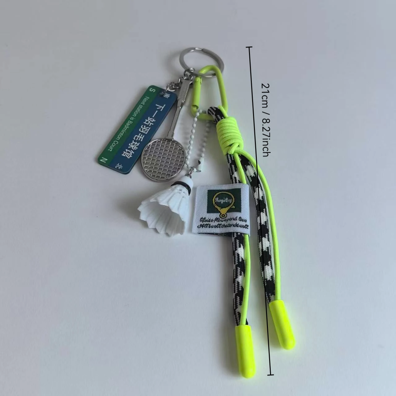 Next Station Is Badminton Court Alloy Badminton Racket Set Acrylic Printed Sign Bag Pendant Keychain Mobile Phone Accessories