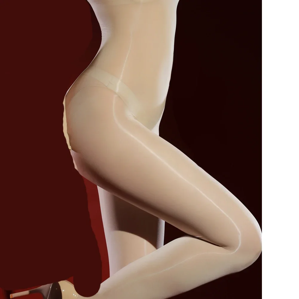 

Sexy Women's Sleeveless Yoga Bodysuit Glossy Shiny 5D Open Crotch Shaping Tights Sheer Maid Leotard Home Wear