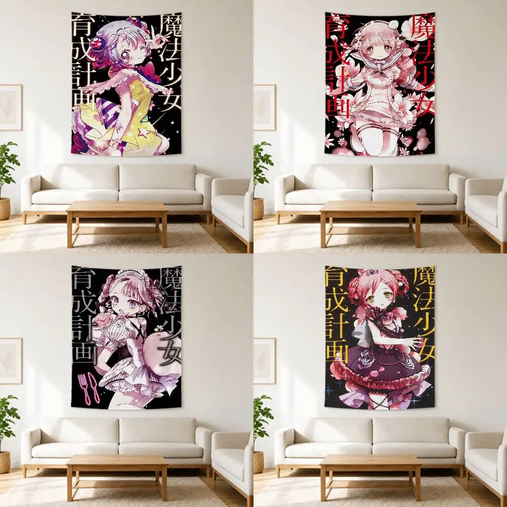 Anime M-Magical Girl Raising Project Tapestry Flags Wall Hanging Background Art Banner for Bedroom Home Outdoor Decor