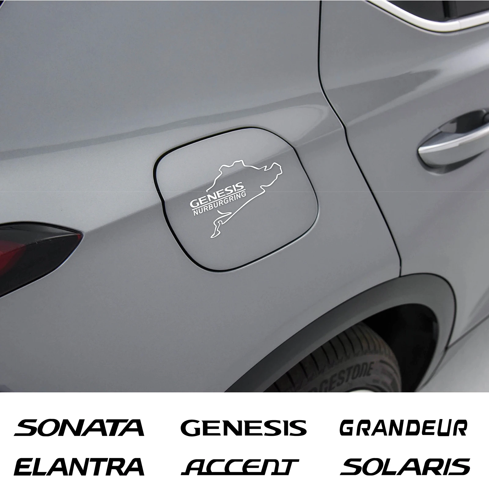 

1pcs Car Reflective Fuel Tank Cap Sticker For TUCSON Azera Veloster Solaris Santafe Sonata EQUUS IONIQ PALISADE TIBURON Decal