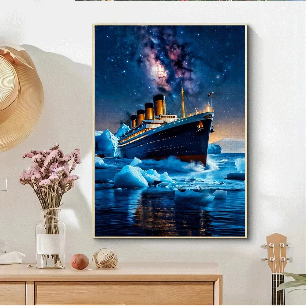 1000pcs Large Titanic Ship & Iceberg Jigsaw Puzzle - Challenging DIY Home Decor Brain Teaser for Adults, Family Interactive Ga
