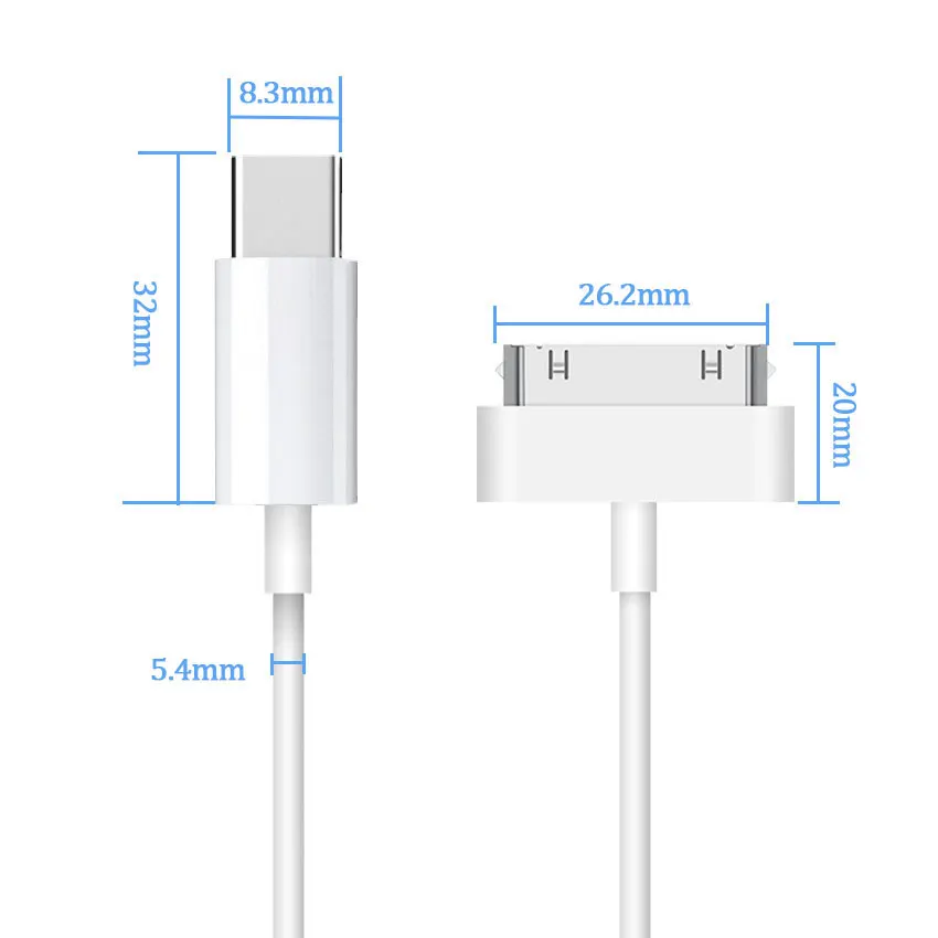 30 دبوس الحبل محول الملحقات نانو اللمس شحن كابل بيانات نوع-c شاحن آيفون 4 4s 3G 3GS باد 1 2 3 آي بود