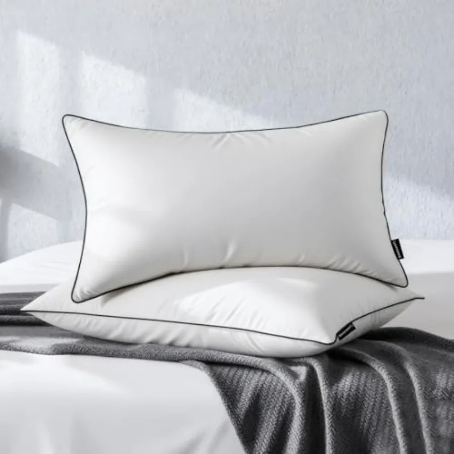 

Подушки из пуха и пера, размер Queen, комплект из 2 штук, 100% хлопок, коллекция Luxury Hotel, для сна, с пуховым наполнителем, мягкие и пушистые