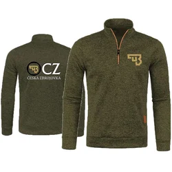 Sudadera con capucha y media cremallera para hombre, suéter de lana con circonita cúbica, sudaderas con armas de fuego de Ceska Zbrojovka, S-5XL