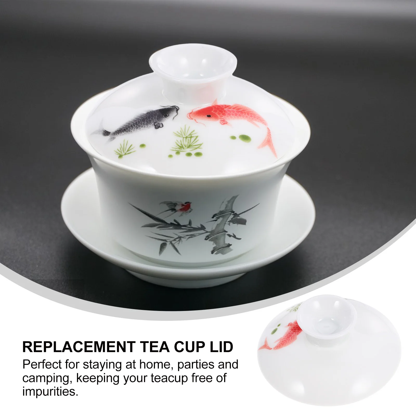 

Blue and White Porcelain Tea Bowl Lid Ceramic Cup Cover Heat Resistant Secure Fit for Teacup Protection Outdoor Indoor Use