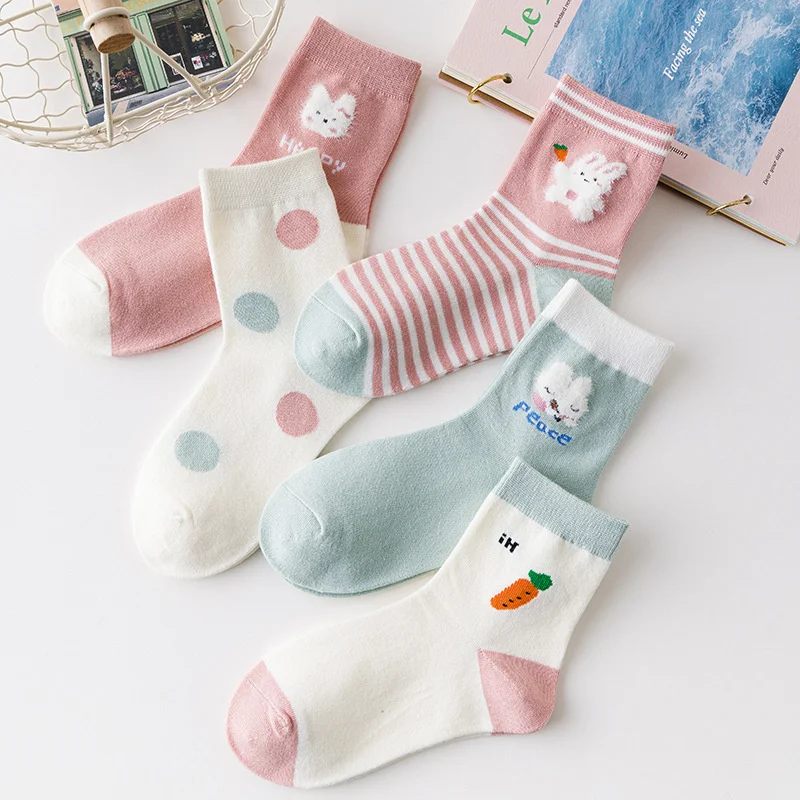 Kids Little Girls Socks Spring Baby Cotton Socks Children Girl Cartoon Love Pattern. 8 Pairs Socks In Summer