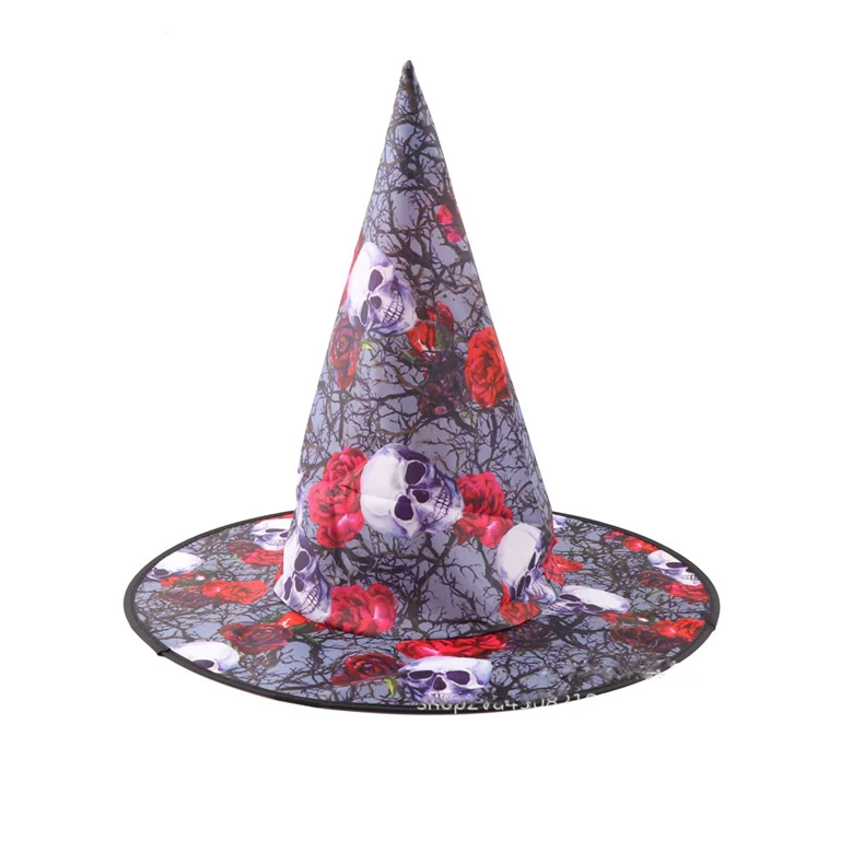 Halloween Hexenhut Schwarze Spinne Schädel Anime Hexe Stirnband Hut Party Kostüm Zubehör Frauen Breite Krempe Faltbare Spitze Kappen – Detail 6