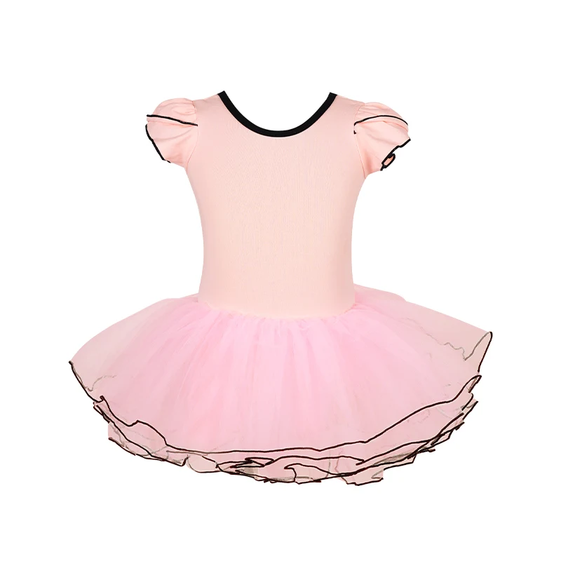 Vestido de Ballet de manga corta para niñas, tutú de Ballet, leotardo de baile con falda, Ropa de baile para niños pequeños