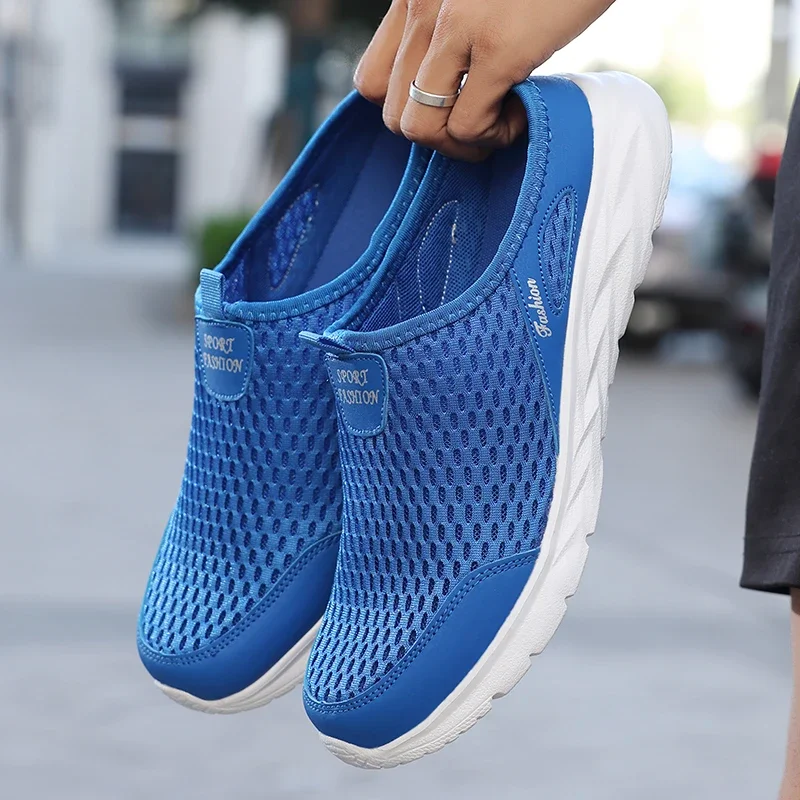 YRZL Herren Halbe Hausschuhe Sommer Atmungsaktive Mesh Herren Schuhe Outdoor Casual Wanderschuhe Slip on Flache Leichte Mesh Hausschuhe Sandalen – Detail 5