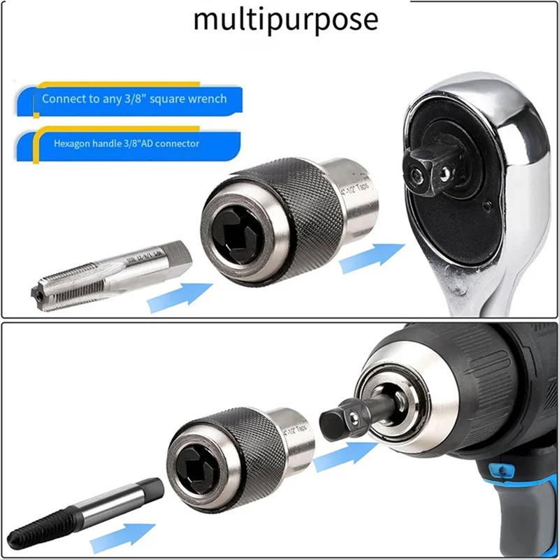 

A63X-2Pcs Tap Socket Set,Extraction Tool With Adjustable Jaws,Suitable For Taps,Reamers,Screw Extractors