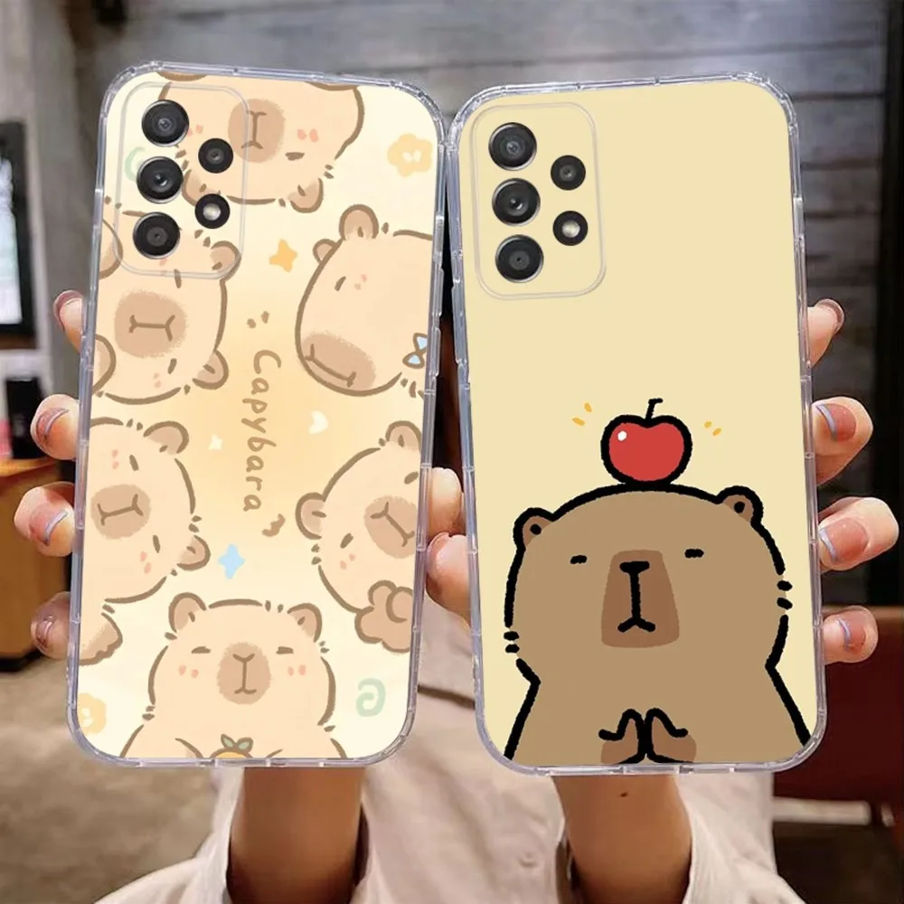 

Cute Cartoon Capybara meme Phone Case For Samsung Galaxy A71,70,52,51,40,31,A50,30S,21S,Note20ultra Transparent Cover