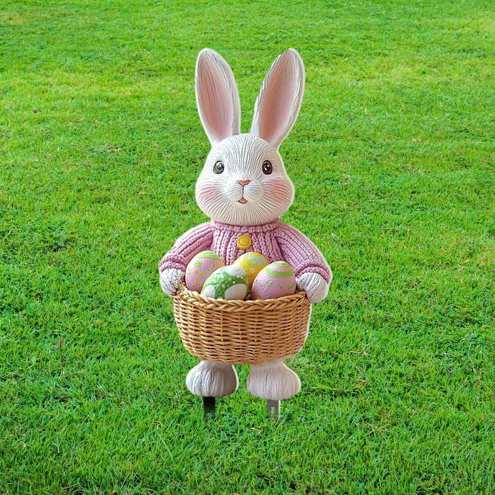 Easter Bunny Yard Art Decorative Stake PVC Material for Garden Wall Decoration Outside Landscape