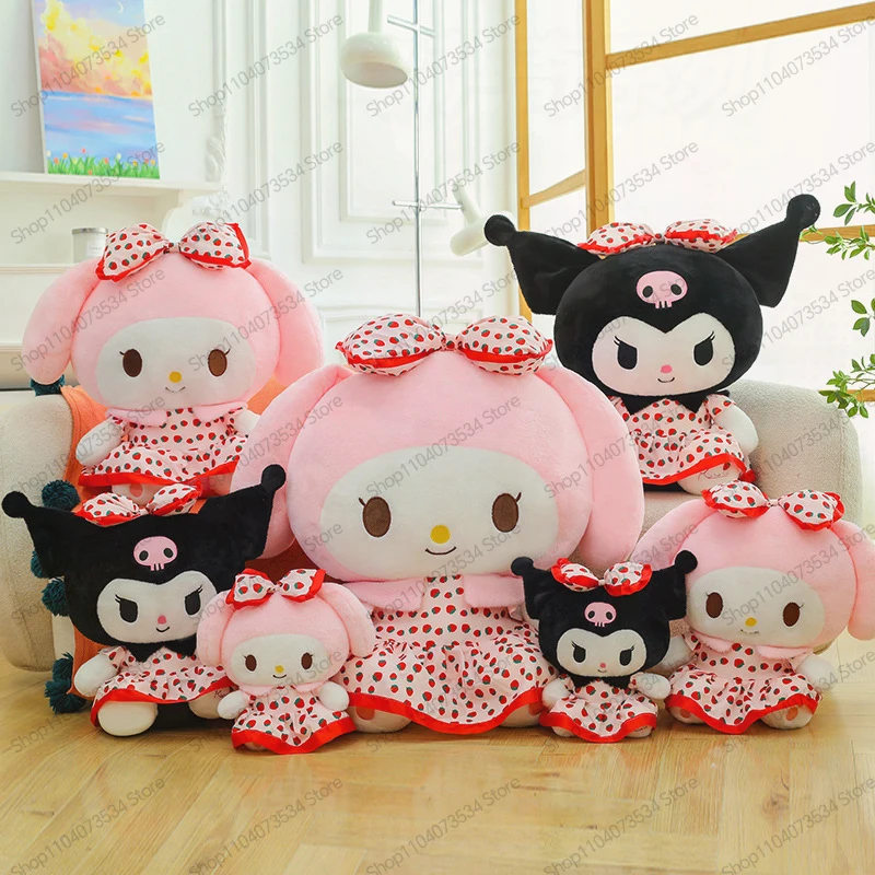 

60cm Kawaii Strawberry Dress Sanrio Kuromi Stuffed Doll Anime Melody Plush Toy Kids and Adults Cute Melody Cuddly Pillow Gift