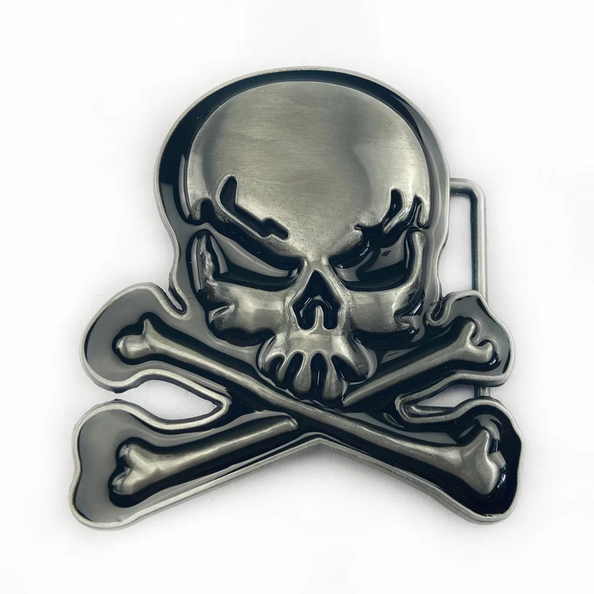 Schwarze Totenkopf-Gürtelschnalle - Retro Western Cowboy-Stil Geprägte Gürtelschnalle für Herren