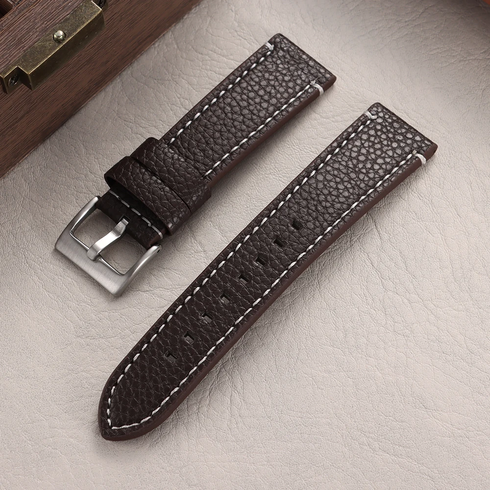 Leder-Uhrenarmband mit Litschi-Muster 18mm 20mm 22mm 24mm Armband für HUAWEI WATCH GT4 5 Pro Ersatz Universelle Weiche Uhrenarmbänder – Detail 15