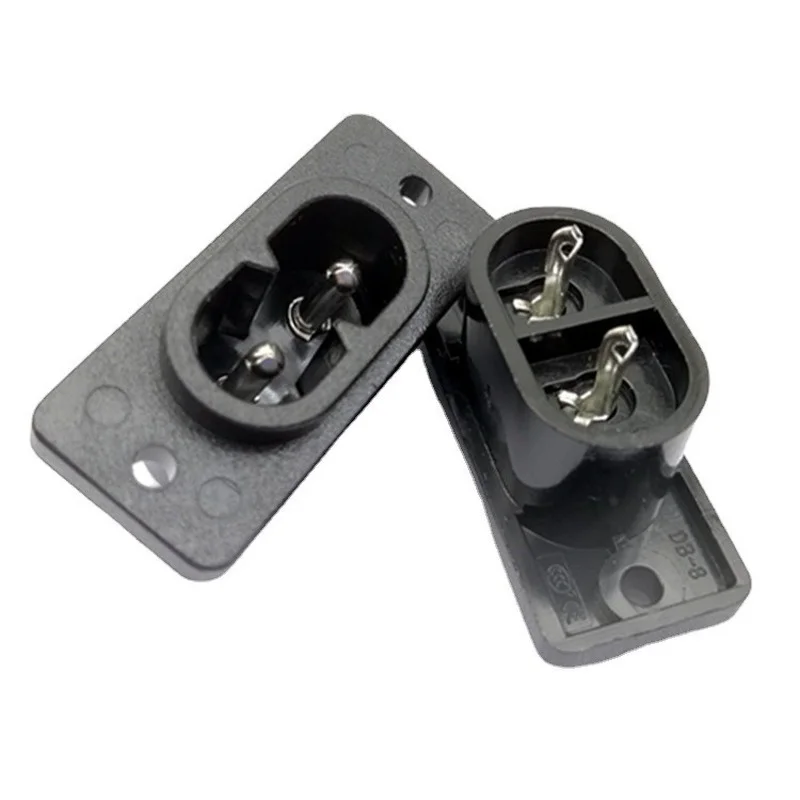 10pcs/lot AC Power Socket, IEC 320 C8 Male Firgure 8 Adapter Socket Black Overload Protection Inlet Socket AC-006