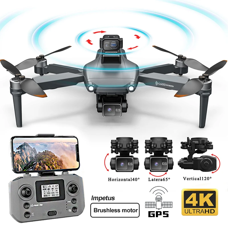 L600 PRO MAX FPV Drone with 3-axis Gimbal Professional Anti-shake HD Camera GPS Drone 360° Obstacle Avoidance Quadcopter Toys