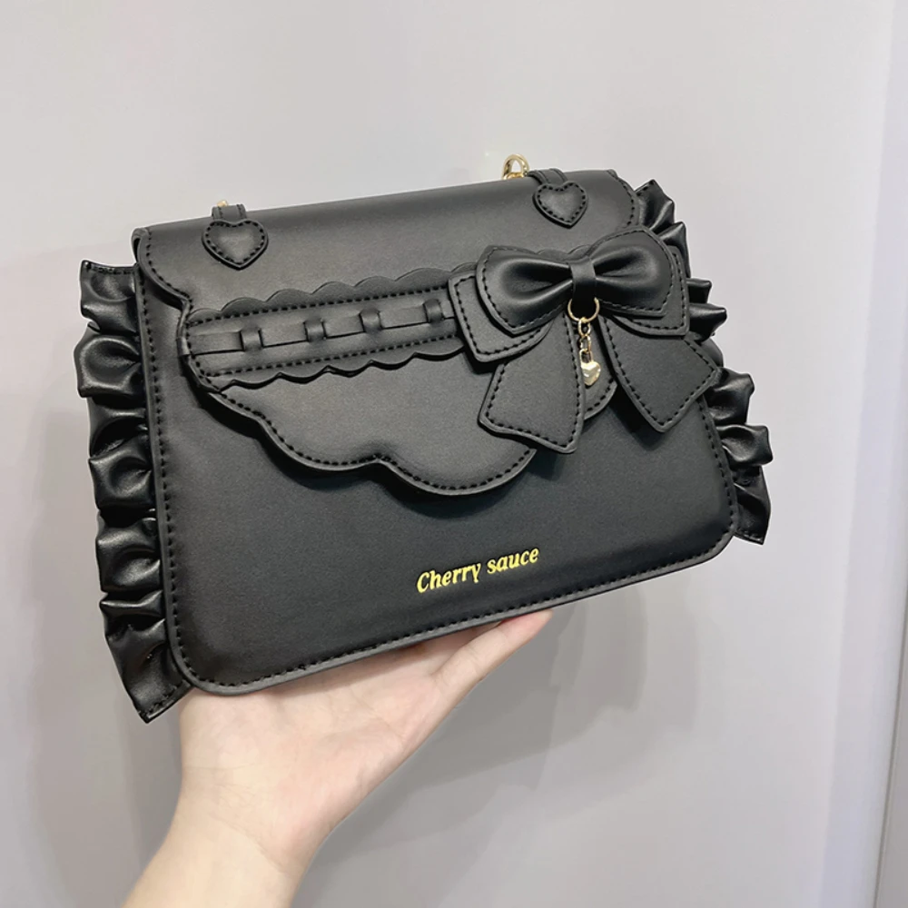 Japanese Lolita JK Uniform Shoulder Crossbody Bags Kawaii Leather Women ItaBag Elegant Bow Tote HandBag