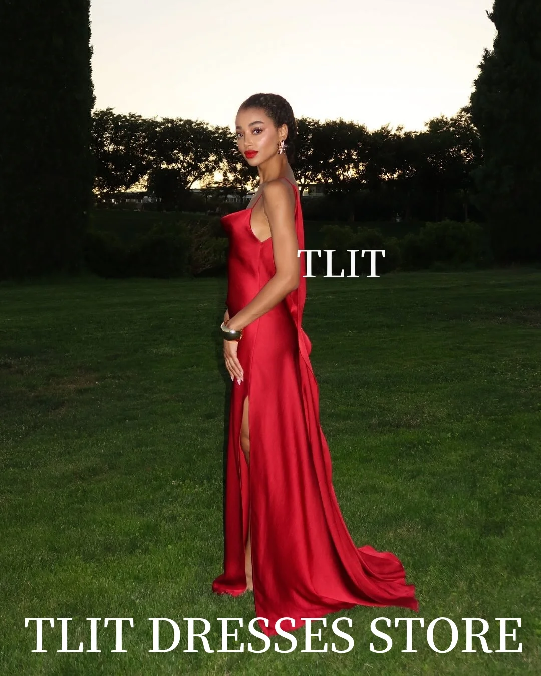 TLIT Elegant Silk-Like Mermaid Evening Dresses Strapless Prom Gowns Customized Party Dresses Customized vestidos de fiesta