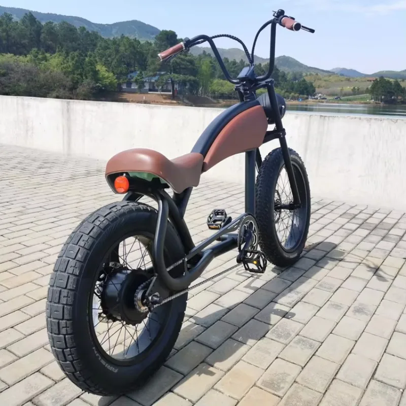

Clrak Competitive Price Brown Vintage Fat Tire Alloy Frame 52V 1000W 7 Speeds Lithium Battery Smartravel Ebike for US / UK