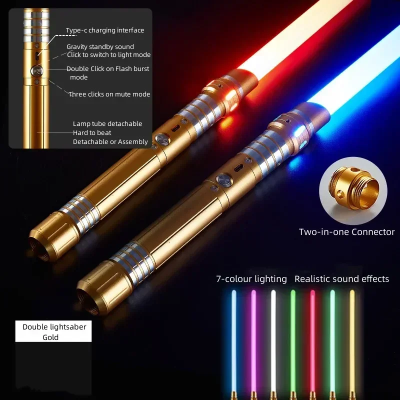 

AUpgraded Version Gravity Sensing Lightsaber 2 In 1 7-color Metal Laser Sword Rechargeable Toy Party Glow Swords Light Up Wand