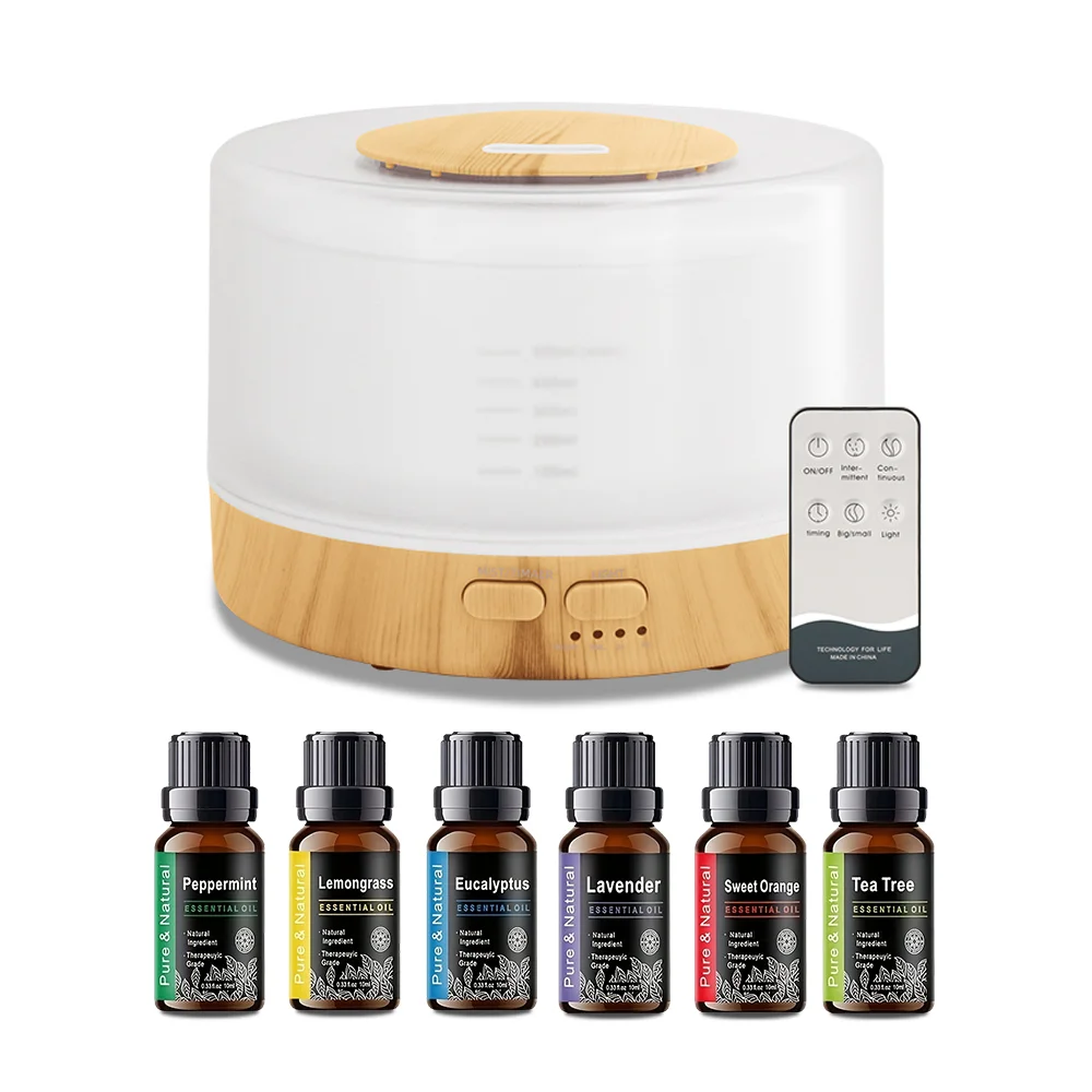 

White Aromatherapy Diffuser with Auto Shut-Off 7-Color LED 6 Essential Oil Samples for Home Office Relaxation 7ML