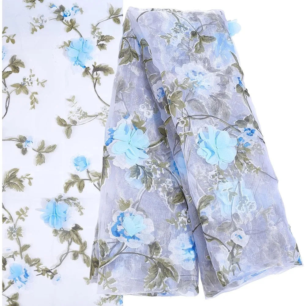 

Ткань из полиэстеровой органзы 1М с 3D вышивкой розы для аксессуаров для одежды, золотая, 140 см, 0.95~1м/упаковка