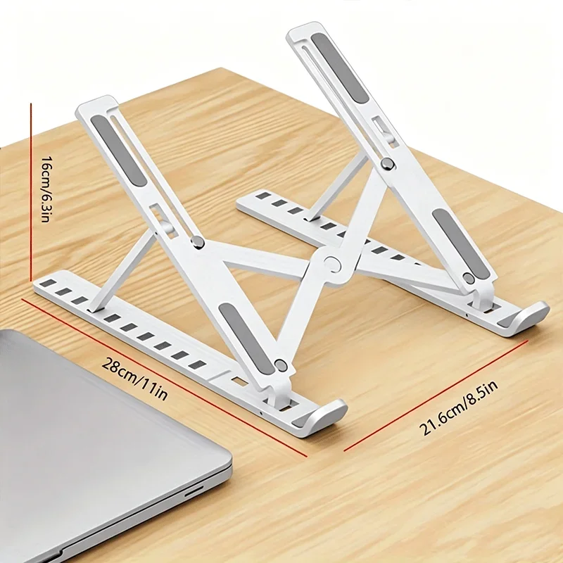 Adjustable ABS Laptop Stand, 10-Level Foldable Ergonomic Riser with Cooling, for All Laptops