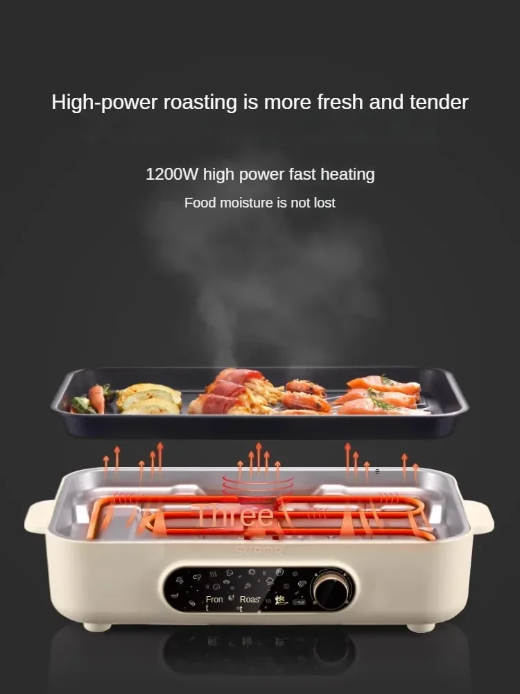 Supor electric baking pan household barbecue pot indoor barbecue plate electric oven detachable barbecue pot with little smoke.