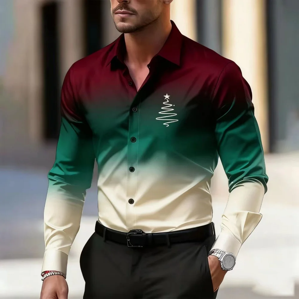 

2025 Newest European and American Style Gradient Collar Long-Sleeve Shirt for Men: Fashionable, Trendy, Comfortable, and Versati