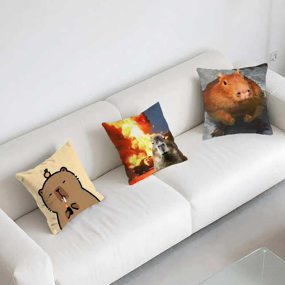 Kapibala Kawaii Customizable Square Pillowcases, Stylish And Soft, Perfect For Beds, Cars, And Sofas.