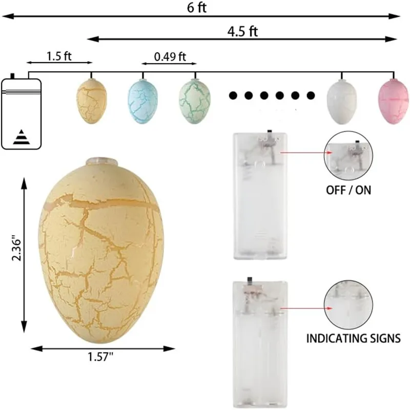 Imagem -06 - Easter Eggs String Lights para a Festa da Páscoa Pastel Lights 40 Led Pilhas Decorações Interiores 581
