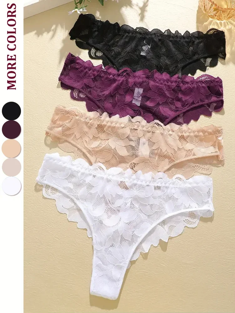 

3Pcs/Set Women's Lace Briefs Women Seamless Panties Solid Color Breathable Underwear Female Low Waist Soft Lingerie S-XXL