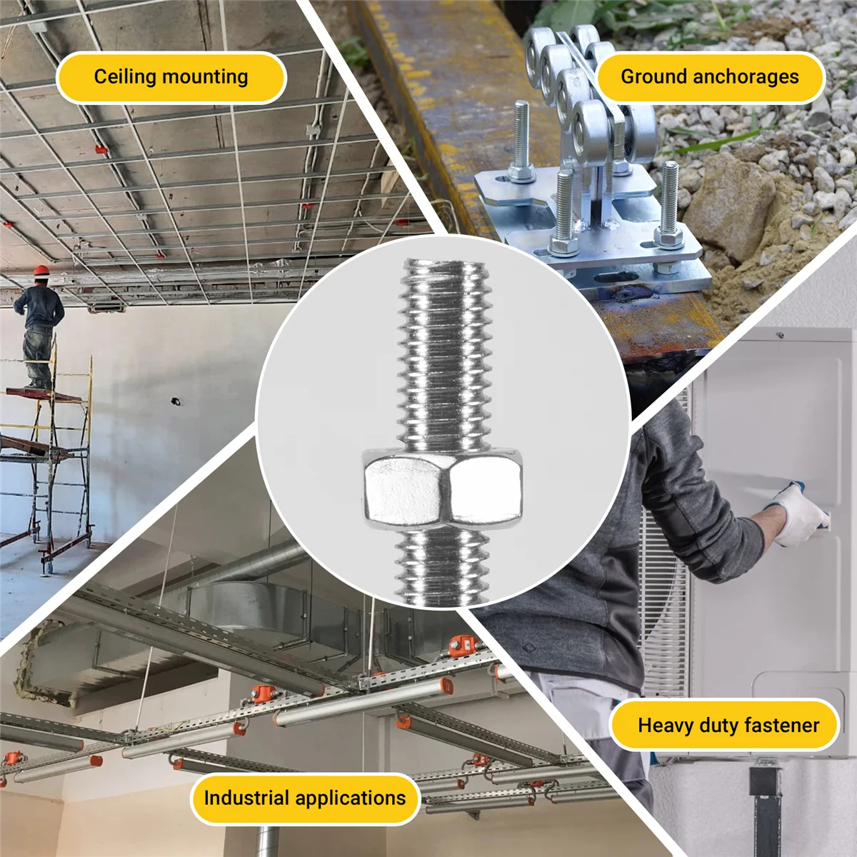 RIRI 320 мм x M8 с резьбой из нержавеющей стали, стержень серебристого тона