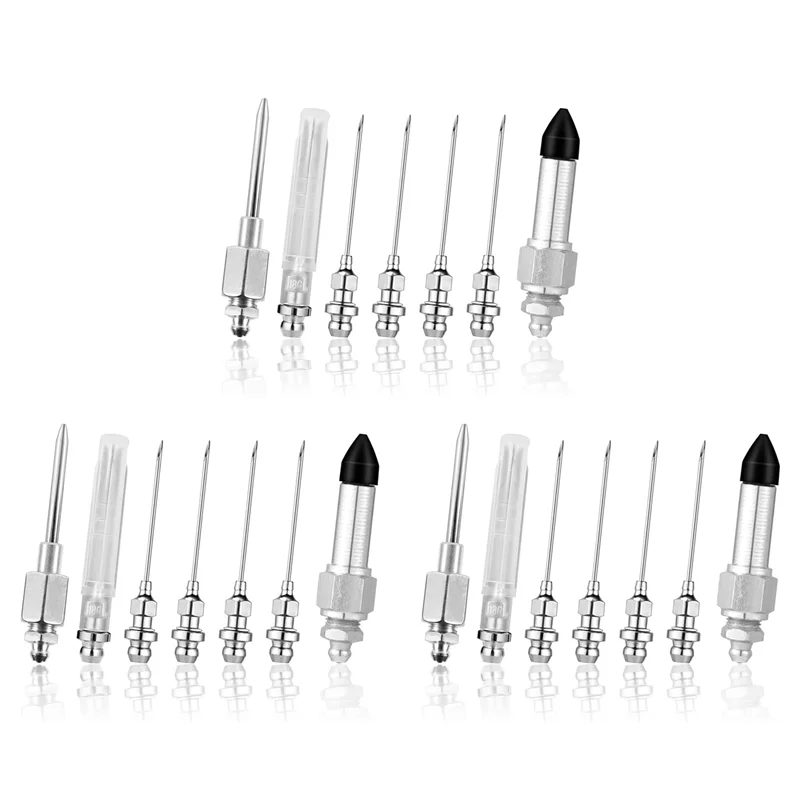 

【MEET】21-Piece Greasegun Needle Accessory Set, Including 15 Grease Needle Nozzles 3 Grease Needle Dispenser 3 Rubber Nipple