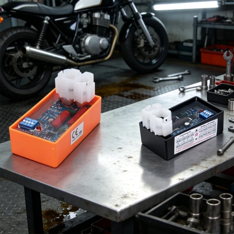 6 Pin AC CDI Box Electrical Unit with Two Current Types, Built-In 4-Position DIP Control, and Two Socket-Style Housings 68UF