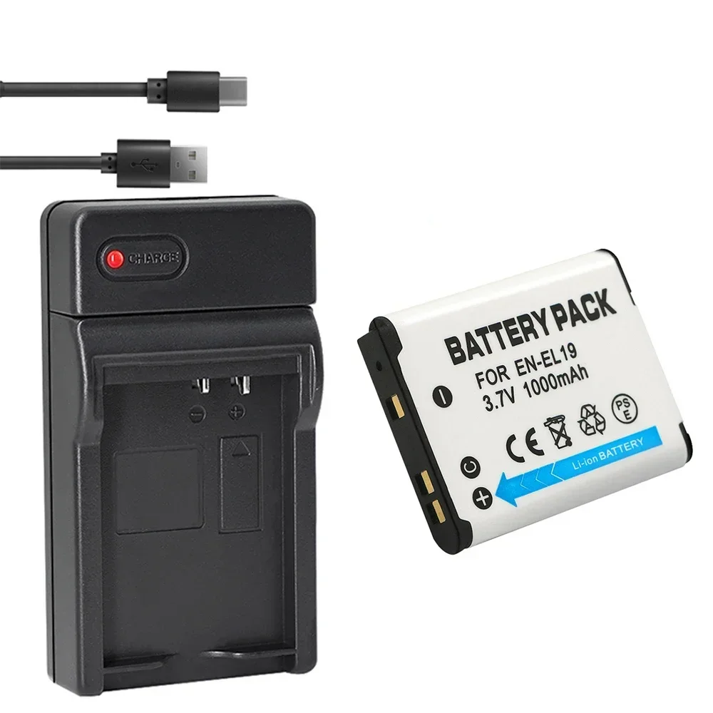 SONY NP-BJ1 EN-EL19 Li-ion Battery+LED Charger for Nikon Coolpix S32 S33 S100 S2500 S2750 S3100 S3200 S3300 S3400 SONY NP-BJ1