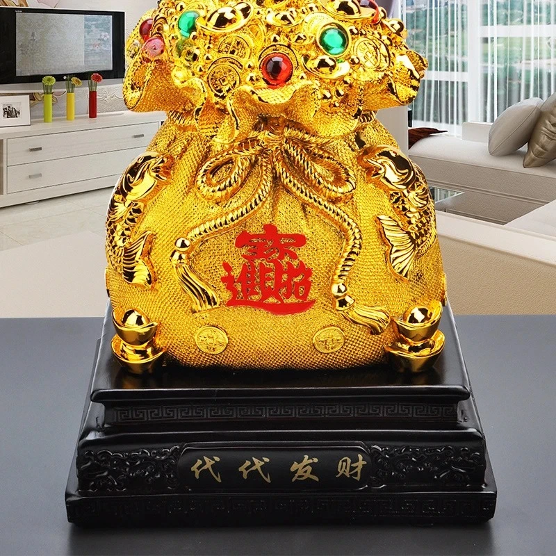 Resin Wealth Lucky Bag Savings Can Office Home Furnishings Living Room Decoration Feng Shui Accessories Lucky Bag Handicrafts