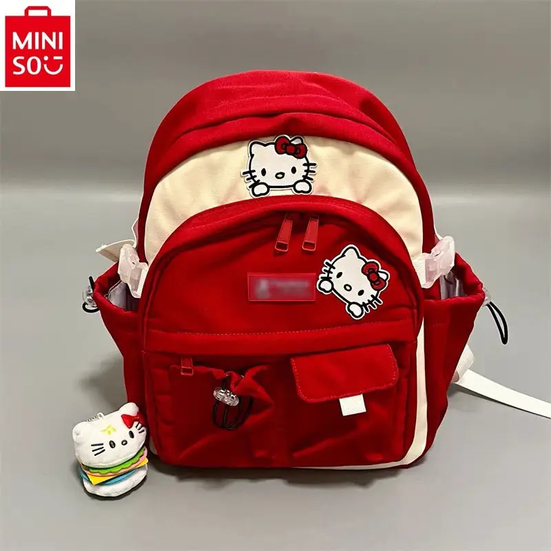 MINISO 헬로 키티 만화 인쇄 학생 배낭, 간단하고 캐주얼, 대용량 어린이 배낭