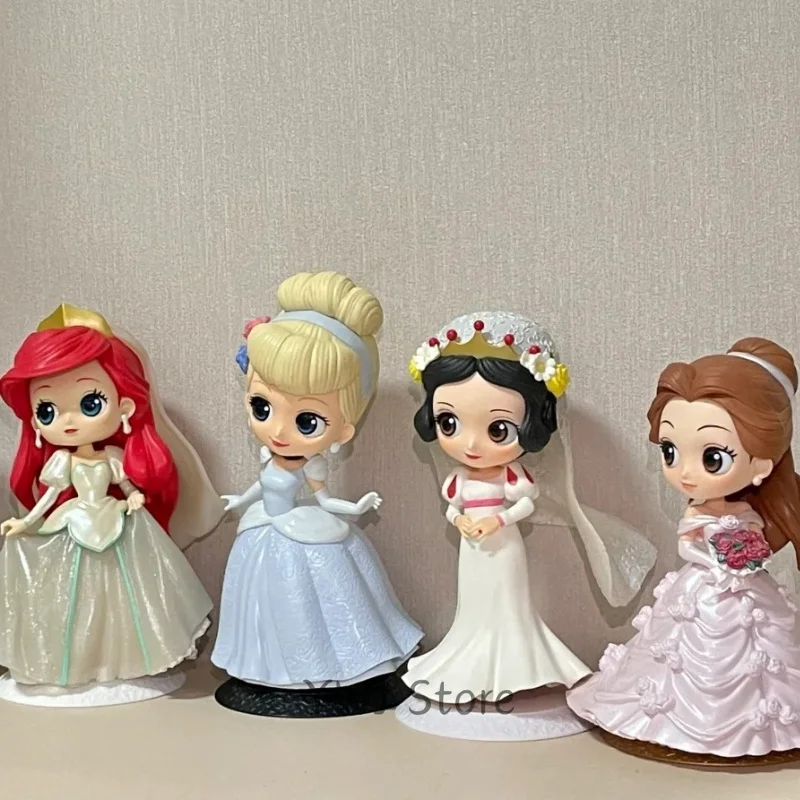 Anime Figure Handmade Disney Princess Wedding Dress Model Accessories Dolls Cute Dopamine Girl Toys Genuine Edition