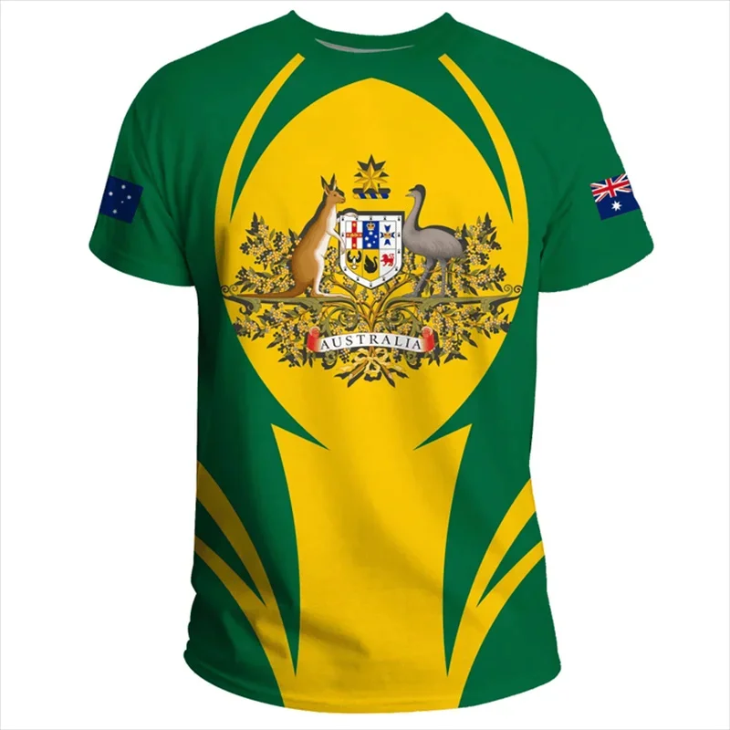 Summer Fashion New 3D Australia National Flag Emblem Printing T Shirt Australia Coat Of Arms Graphic Short Sleeves Clothing Tops