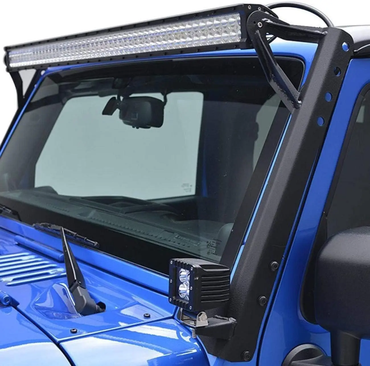 Staffa di montaggio per parabrezza superiore con barra luminosa a LED da 52 pollici per Jeep Wrangler JK 4WD 2007-2017, Wrangler Unlimited JK 4WD/2WD