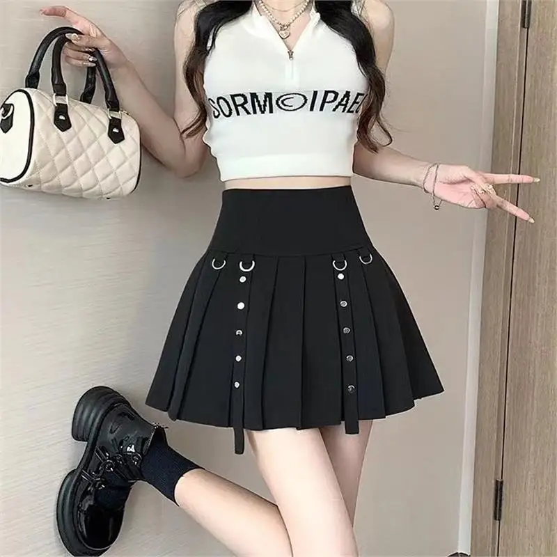 

Grey High Waist A-Line Skirt Women's Spring 2025 New Design Thin Folded Design Workwear Style Slimming Skirt