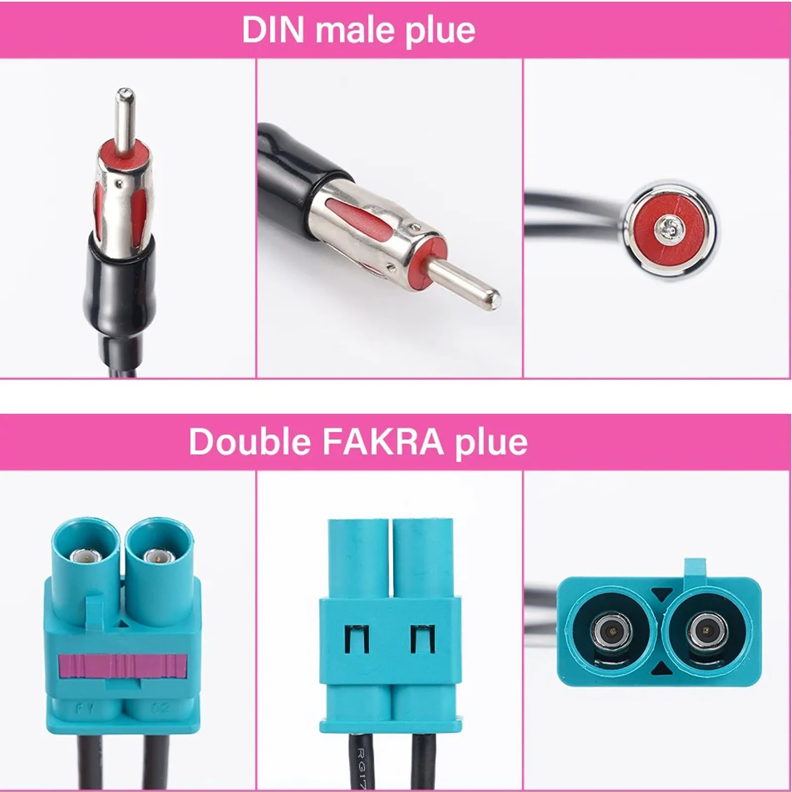 1 قطعة سيارة الصوت مهائي كابلات هوائي ذكر مزدوج فقرا-دين ذكر الجوي لأودي/فولكس فاجن/فولكس واجن إلكترونيات السيارات #3