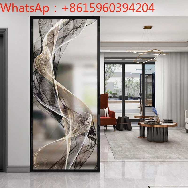 Iron stainless steel screen partition simple modern living room bedroom glass household bathroom to block the porch