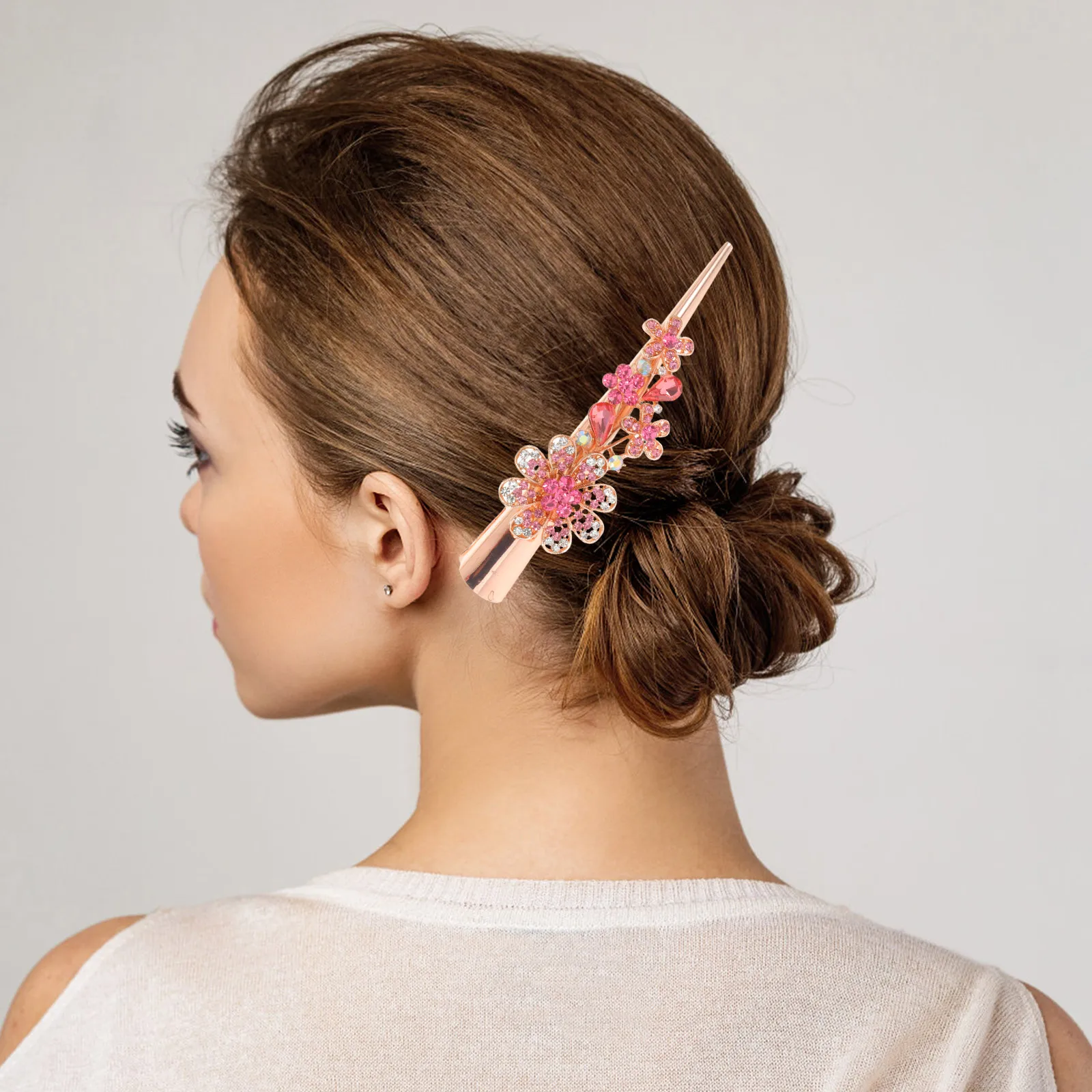 

Flower Hair Accessories Large Rhinestone Hairpins Blue Women Adults Party Vintage Metal Clips Decorations Hairpins