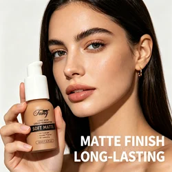 30ml 6 Colors Matte Liquid Foundation Oil Control Waterproof Full Coverage Facial Natural Concealer Base Makeup Cosmetics