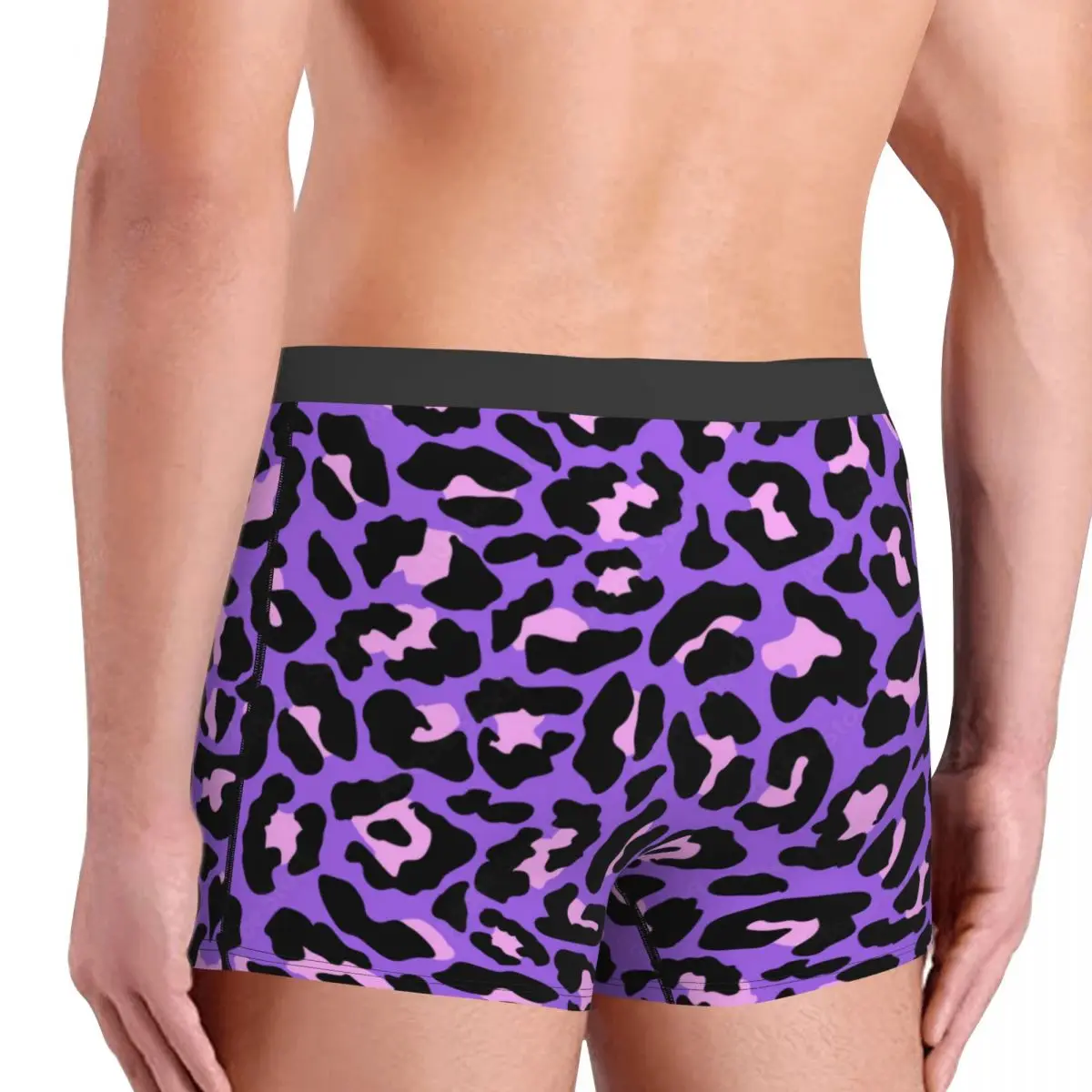 Custom Neon Purple And Pink Leopard Seamless Pattern Boxers Shorts Men Animal Cheetah Briefs Underwear Novelty Underpants