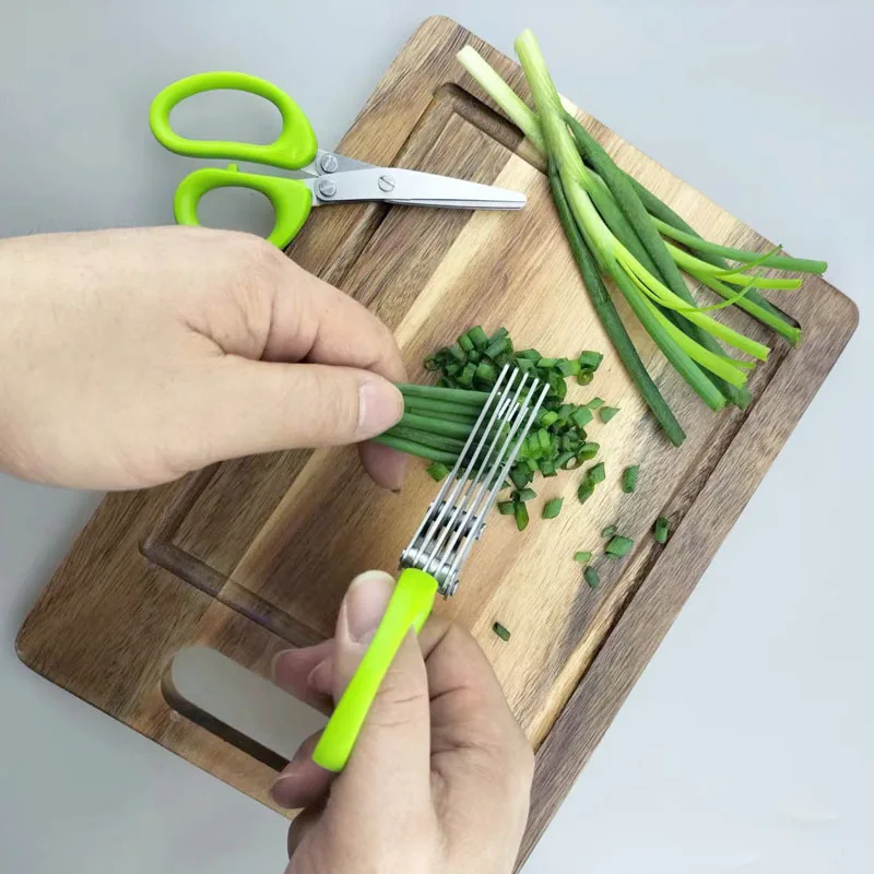 Muti-Layers Kitchen Scissors Stainless Steel Vegetable Cutter Scallion Herb Laver Spices cooking Tool Cut Kitchen Accessories